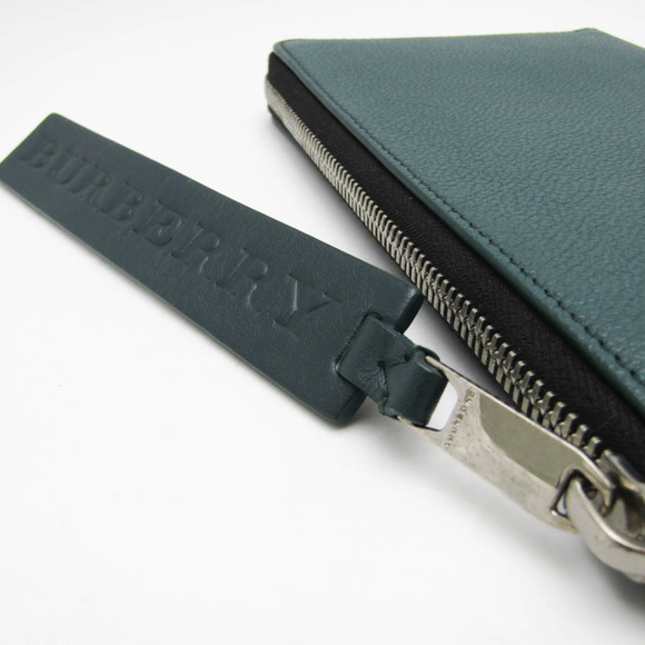 BURBERRY L-shaped Zipper Mini Men's Leather Clutch Bag Dark Green - Picture 7 of 10